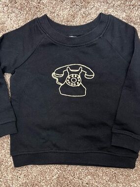 Kate Quinn Little Liam Black Sweatshirt with Retro Phone Graphic Organic Cotton